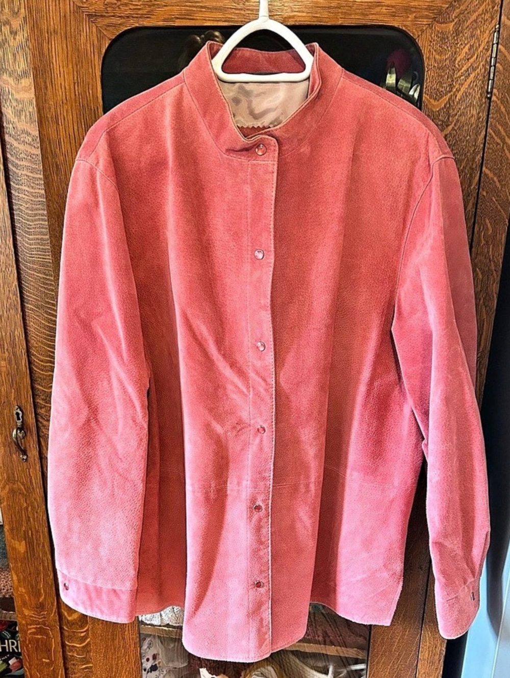 Collection Vintage Genuine Suede Pink Snap-Front Jacket Size XL